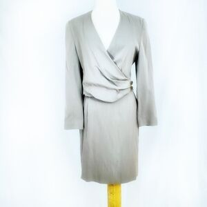 Giorgio Armani Career Grey Wrap Wool Skirt Suit